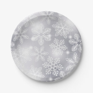 Snowflakes and lights paper plates