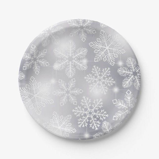 Snowflakes and lights paper plates (Front)