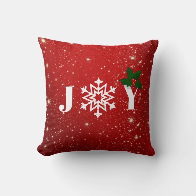 Snowflakes and Mistletoe Throw Pillow (Front)