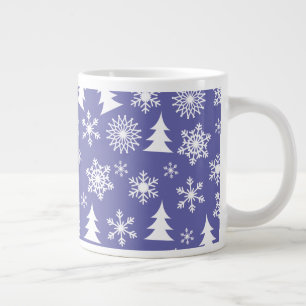 Snowflakes and Pine Trees Giant Coffee Mug