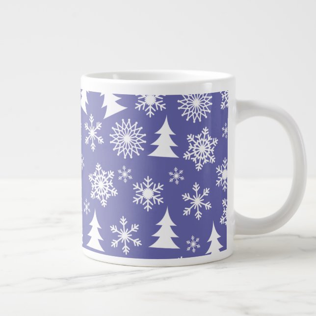 Snowflakes and Pine Trees Giant Coffee Mug (Right)