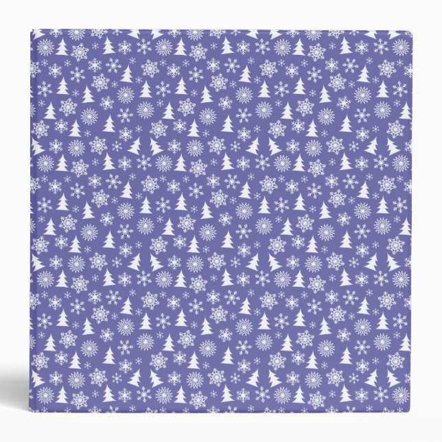Snowflakes and Pine Trees Pattern 3 Ring Binder (Front)