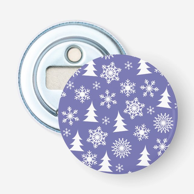 Snowflakes and Pine Trees Pattern Bottle Opener (Front)