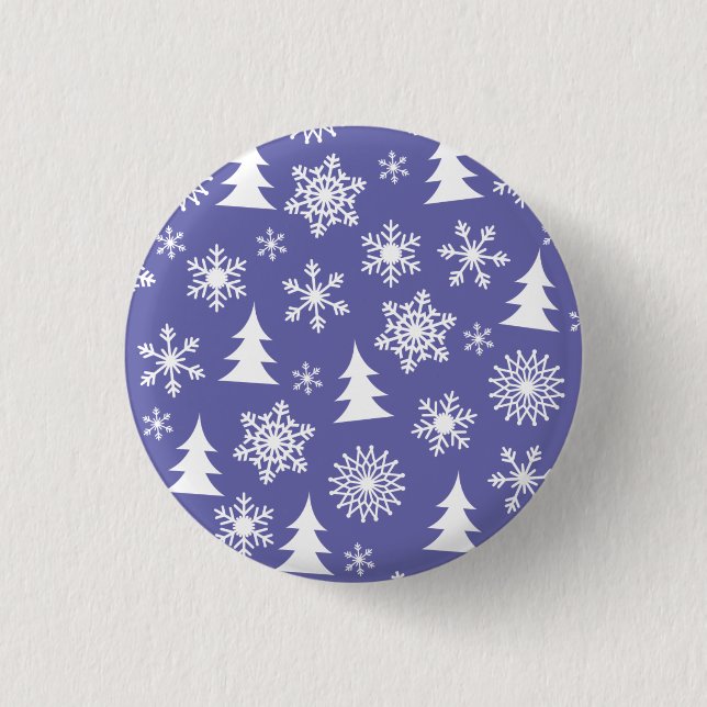Snowflakes and Pine Trees Pattern Button (Front)