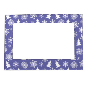 Snowflakes and Pine Trees Pattern Magnetic Frame