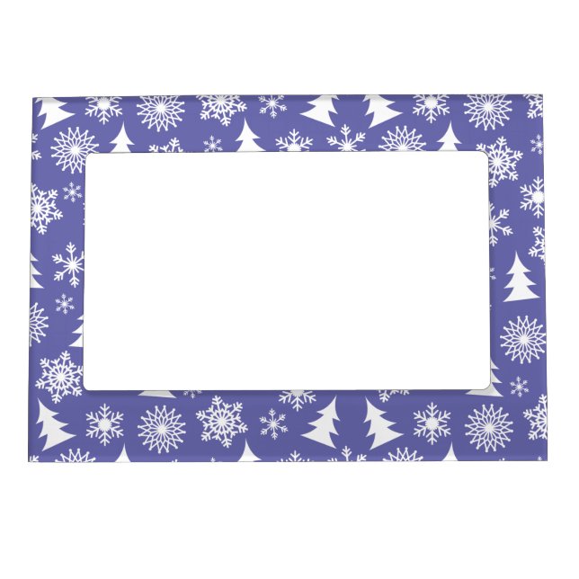 Snowflakes and Pine Trees Pattern Magnetic Frame (Front)