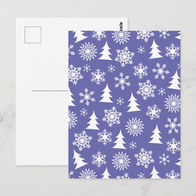 Snowflakes and Pine Trees Pattern Postcard (Front/Back)