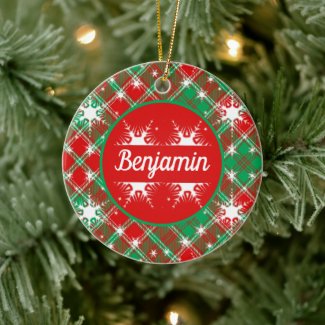 Snowflakes And Plaid Red Green And White Christmas
