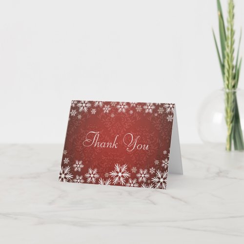 Snowflakes and Red Damask Thank You