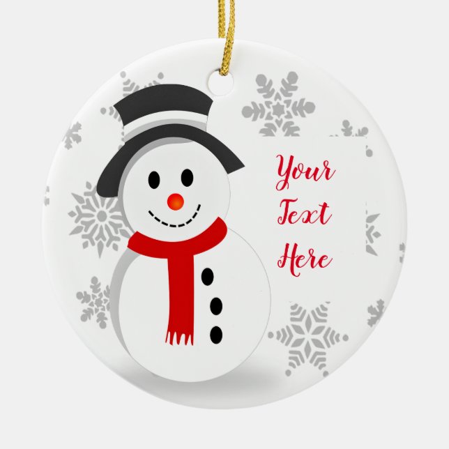 Snowflakes and Snowman Christmas Tree Ornament (Front)