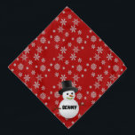 Snowflakes and Snowman Dog Name  Bandana<br><div class="desc">Dress your dog up for the Christmas and winter season bandana.  This red bandana features a snowflake background with an overlay of snowman and space for your dog's name.</div>