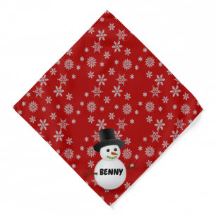 Snowflakes and Snowman Dog Name  Bandana