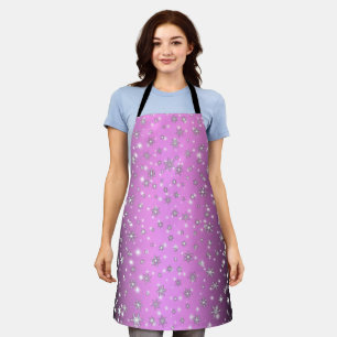 Snowflakes and Sparkles over Pink Light Apron