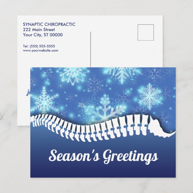 Snowflakes and Spine Chiropractic Holiday Postcard (Front/Back)