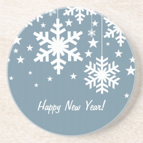 Snowflakes and Stars Coaster Blue Drink Coaster
