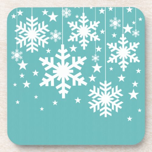 Snowflakes and Stars Coaster Set Aqua