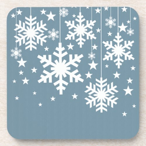 Snowflakes and Stars Coaster Set Blue