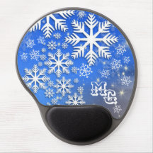 Snowflakes and Stars Custom Text Gel Mousepad