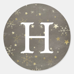 Snowflakes and Stars Holiday Monogram Stickers