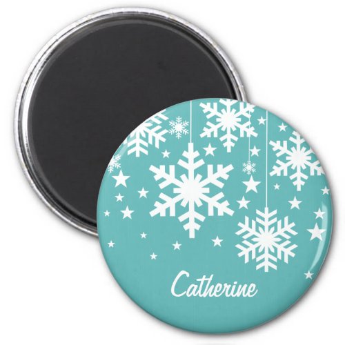 Snowflakes and Stars Magnet Aqua Magnet