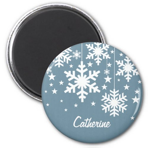 Snowflakes and Stars Magnet Blue Magnet