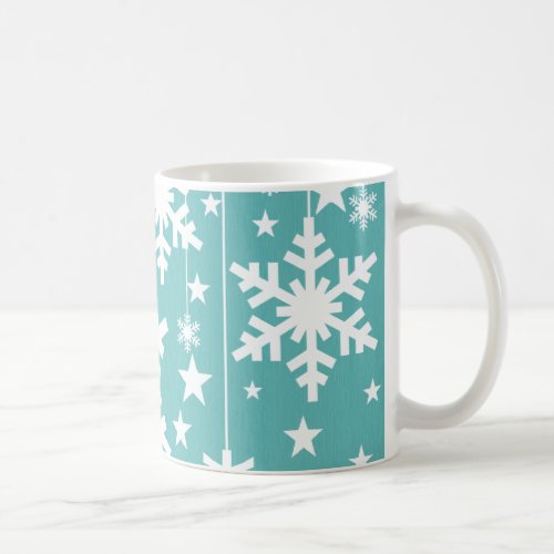 Snowflakes and Stars Mug Aqua Coffee Mug