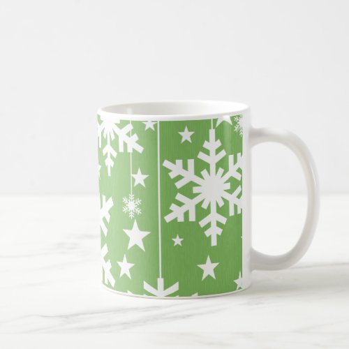 Snowflakes and Stars Mug Green Coffee Mug