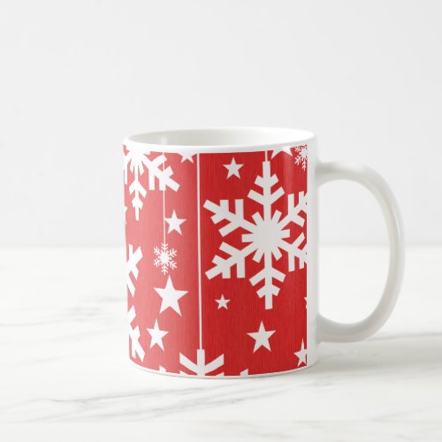 Snowflakes and Stars Mug Red Coffee Mug