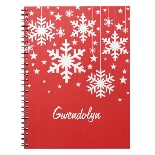 Snowflakes and Stars Notebook Red Notebook