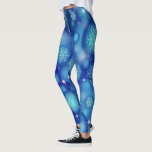 Snowflakes and Stars on Winter Blue Leggings
