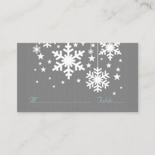 Snowflakes and Stars Place Card, Gray Card