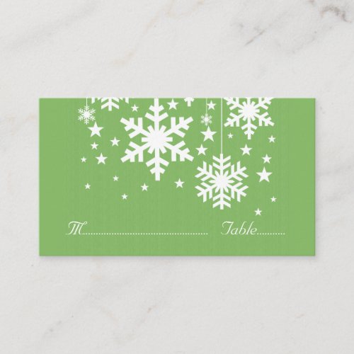 Snowflakes and Stars Place Card Green Place Card