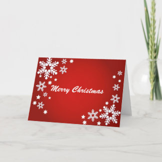 Snowflakes and stars red holiday card