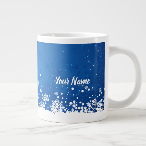 Snowflakes and Stars Winter Sky Giant Coffee Mug