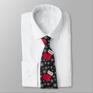 Snowflakes and Stocking Add Name Funny Christmas Neck Tie