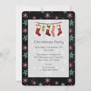 Snowflakes And Stockings Christmas Party Invite