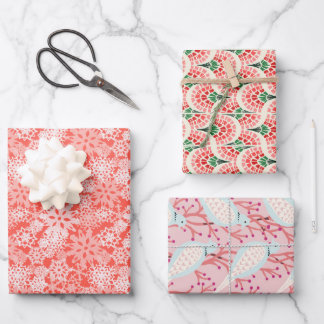 Snowflakes and turtle doves Christmas wrap set Wrapping Paper Sheets