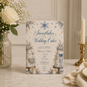 Snowflakes and wedding cake rehearsal dinner invitation