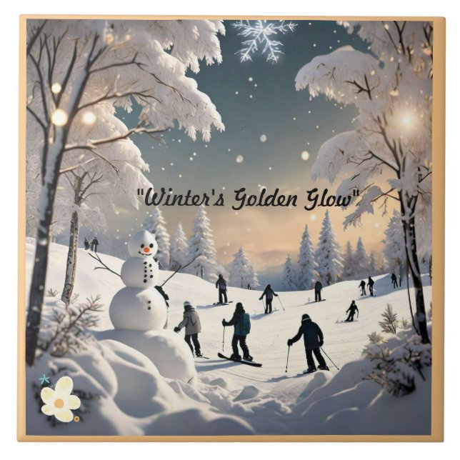 "Snowflakes and Wonder" Ceramic Tile (Front)