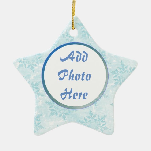Snowflakes and Your Photo Ceramic Ornament (Front)