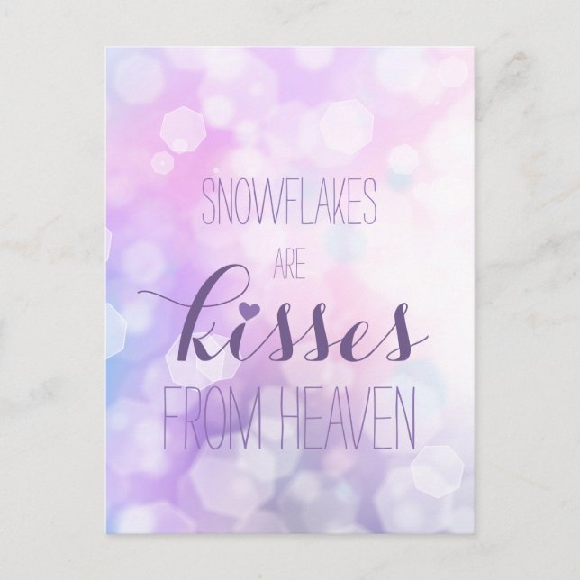 Snowflakes are kisses from heaven - Purple Glitter Postcard (Front)