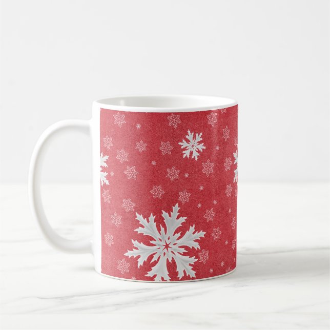 Snowflakes at Christmas Eve Invitation Coffee Mug (Left)