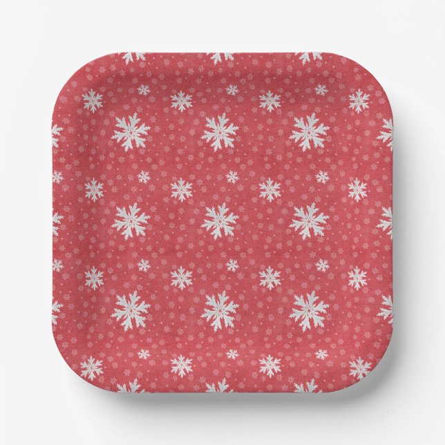 Snowflakes at Christmas Eve Invitation Napkins Tis Paper Plates (Front)