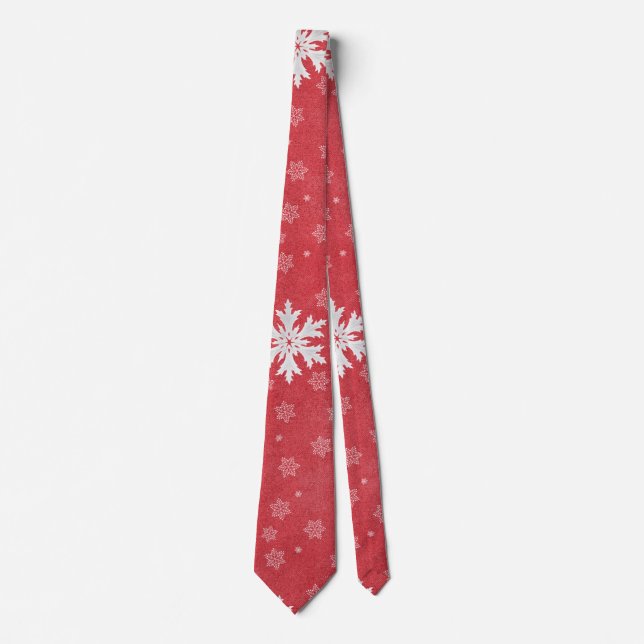 Snowflakes at Christmas Eve Invitation Neck Tie (Front)