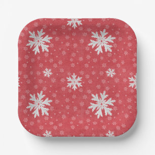 Snowflakes at Christmas Eve Invitation Paper Plates