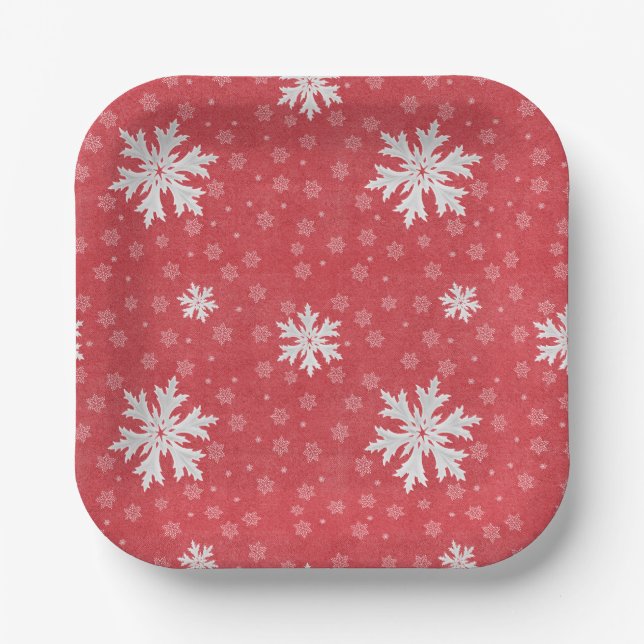 Snowflakes at Christmas Eve Invitation Paper Plates (Front)