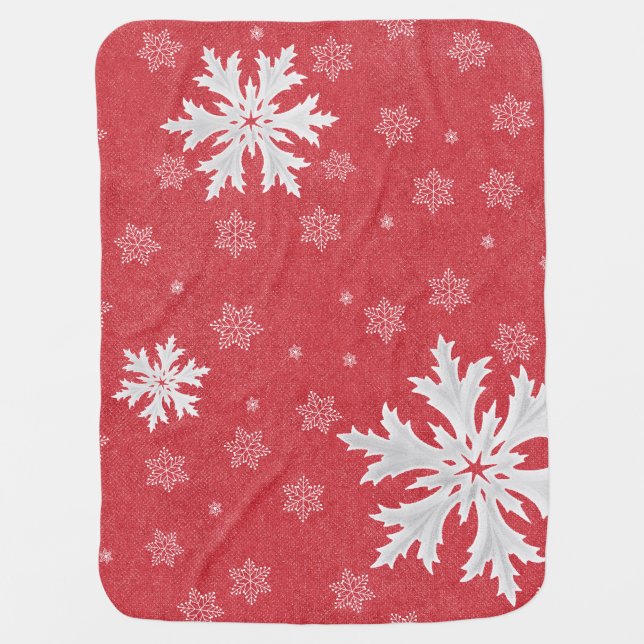 Snowflakes at Christmas Eve Postcard Baby Blanket (Front)