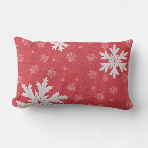 Snowflakes at Christmas Eve Postcard Lumbar Pillow