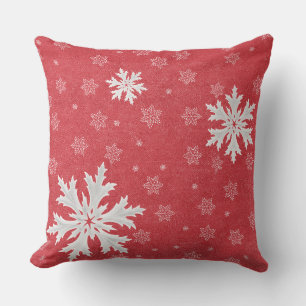 Snowflakes at Christmas Eve Postcard Throw Pillow