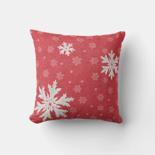 Snowflakes at Christmas Eve Postcard Throw Pillow